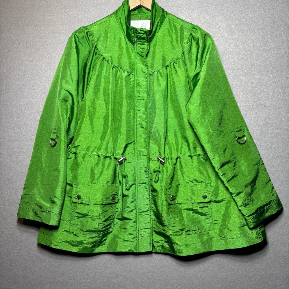 Jaclyn Smith Anorak Jacket Womens Small Drawstring Waist Snap Zip Utility